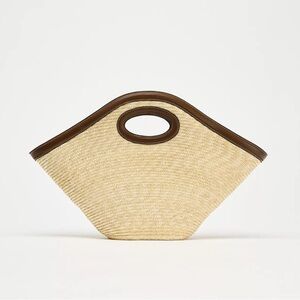Zara Woven and Brown Leather Bag
